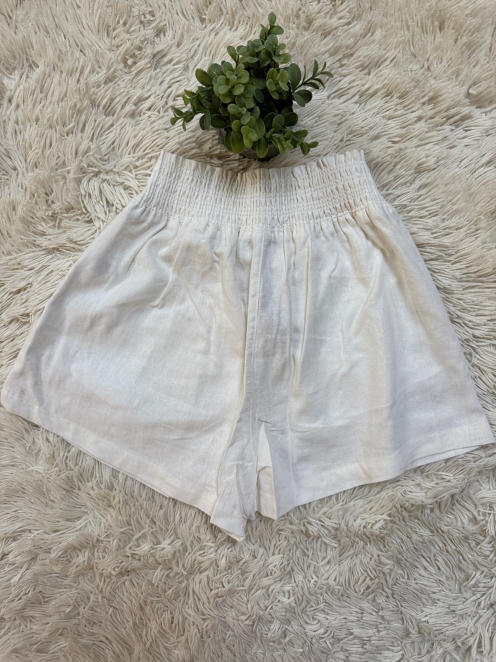 Love Tree Elastic-Waist Tie Front Shorts π Ivory - Picture 4 of 15